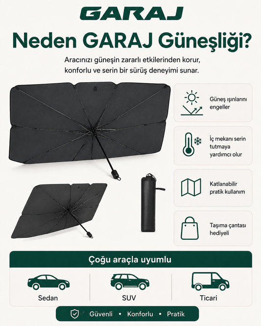 GARAJ™ | Katlanabilir Araç Ön Cam Güneşliği