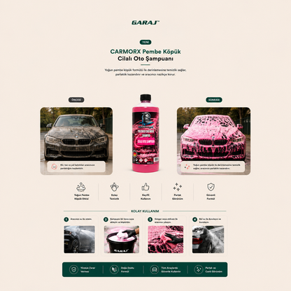 GARAJ™ Pembe Köpük Cilalı Oto Şampuanı
