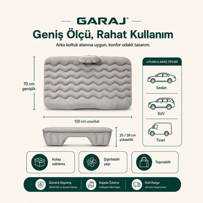 GARAJ™ |Şişme Araç İçi Yatak Seti