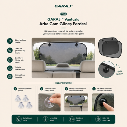 GARAJ™ Arka Cam Ve 2 Adet Yan Cam Güneş Perdesi