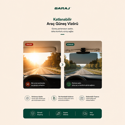 GARAJ™ Katlanabilir Araç Güneş Vizörü